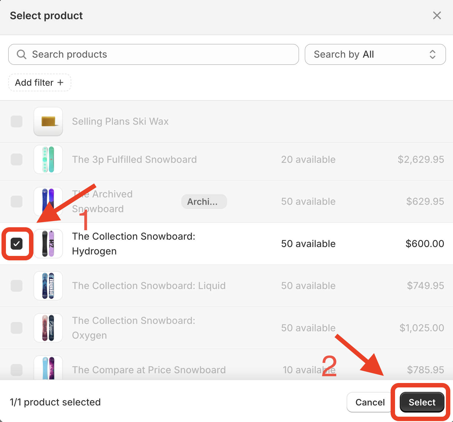 Select product